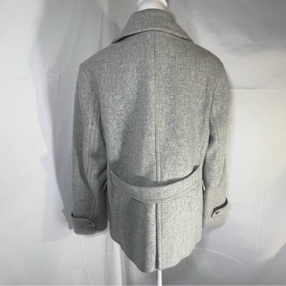 J. Crew Double Breasted Stadium Cloth by Nello Gori Pea Coat Light Gray Size 14 - Picture 6 of 11
